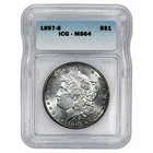 1897S Morgan Silver Dollar $1 ICG MS 64
