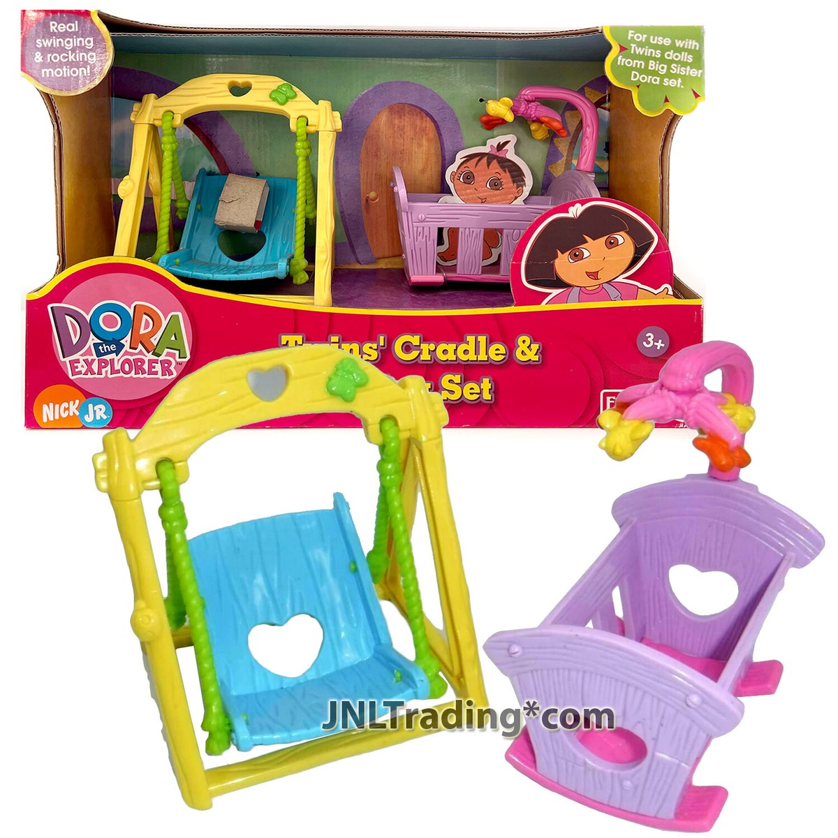 Year 2005 Dora the Explorer TWIN'S CRADLE & SWING SET w/ Swinging