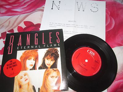 Bangles PROMO Press Release Eternal Flame CBS BANGS 5 UK Vinyl 7inch single