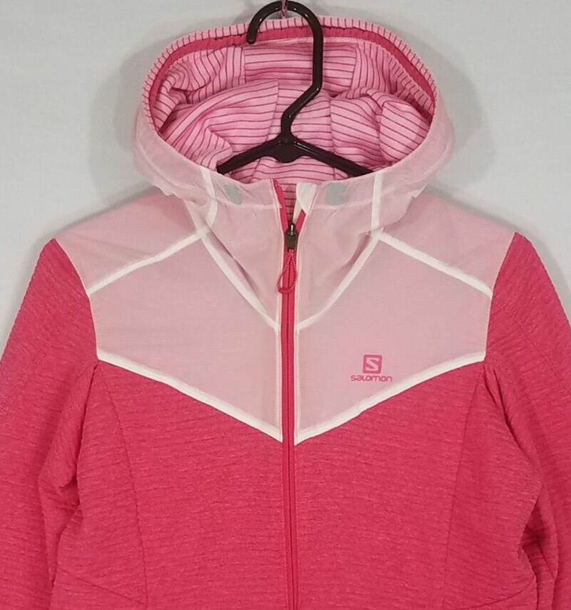Salomon Giacca con Cappuccio Donna M Elevate Misto Lana Rosa Colorblock Trapuntata Calda