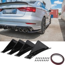 Rear Bumper Lip Diffuser Shark 4Fins Splitter For Audi A3 A4 A5 A6 A7 Q3 Q5 Q7