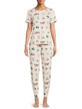 New Secret Treasures Womens Camper Top Jogger Pajama set Cream Many sizes