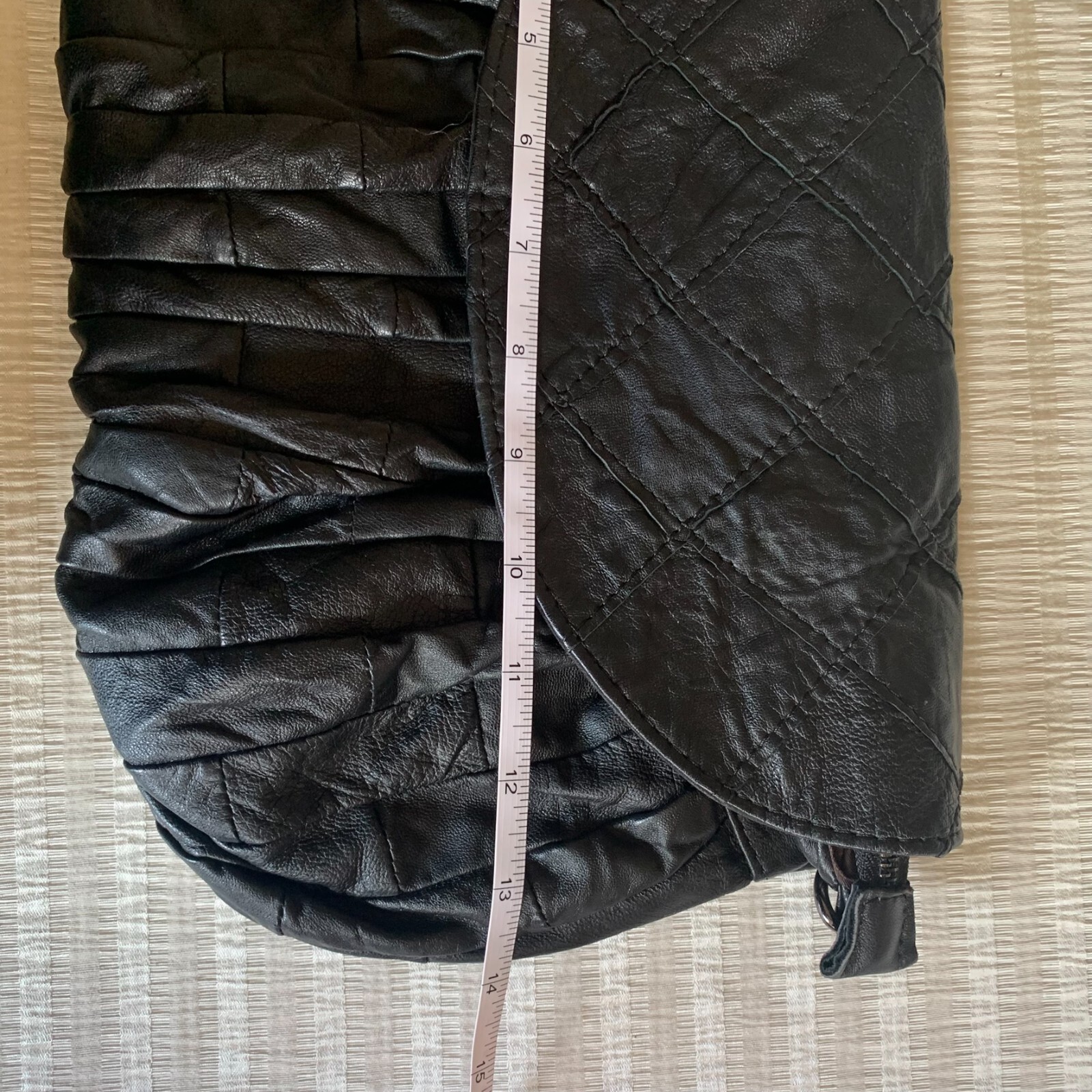 Patchwork Soft Leather Shoulder Bag Black Gunmeta… - image 8