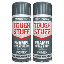 2X TOUGH STUFF ENAMEL GREY PRIMER SPRAY PAINT FOR WOOD METAL PLASTIC 400ML