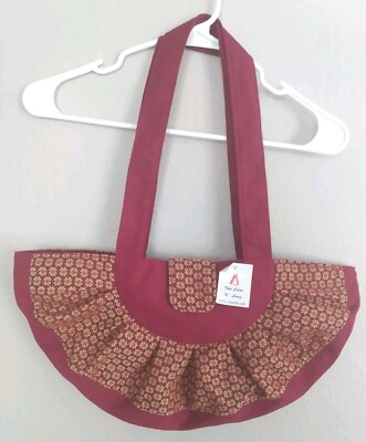 Tho Cam K Long K'Ho Women's Pleated Burgundy Floral Purse Handbag Lam Dong