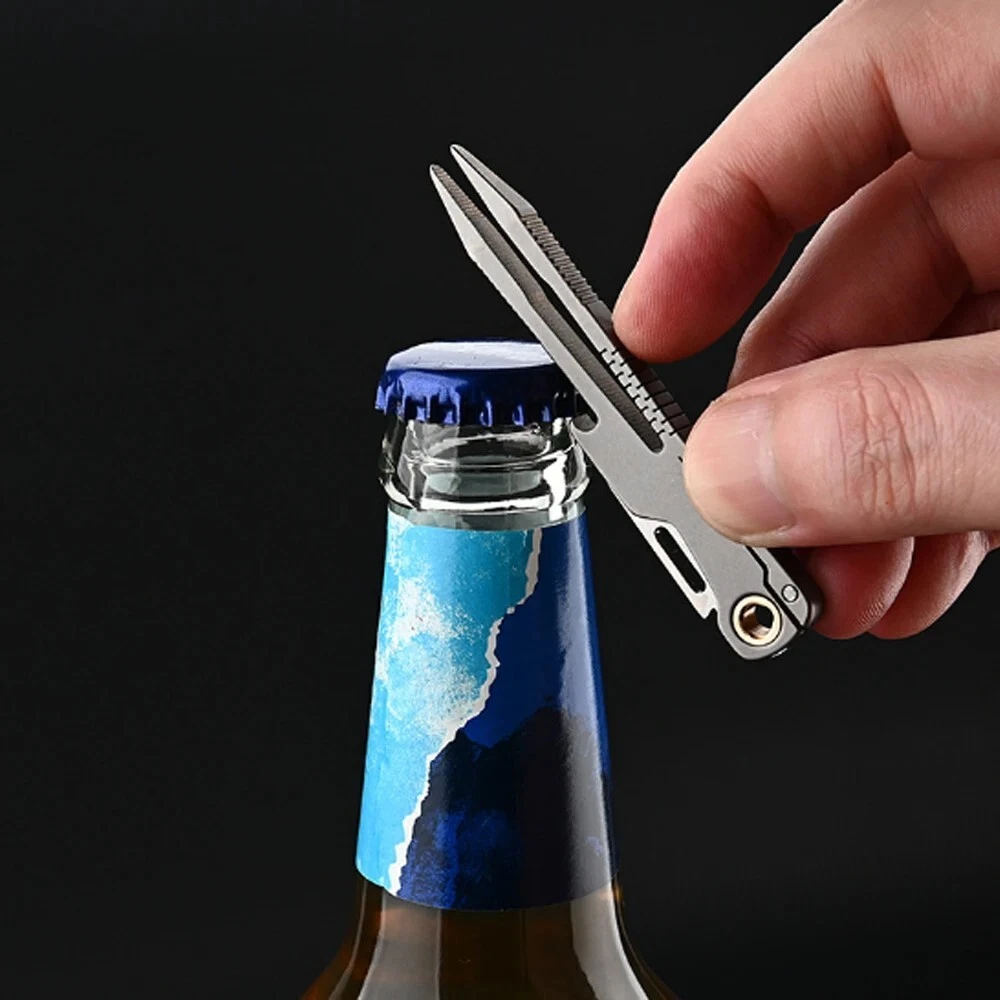 Multi-tool Folding Knife Tweezer Plier Hunting Survival Camp D2 Steel Keychain S