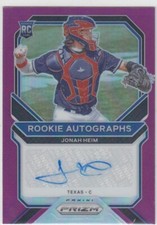 2021 Jonah Heim Prizm ROOKIE PURPLE HOLO AUTO 01/50 /50 - JH Texas Rangers RC
