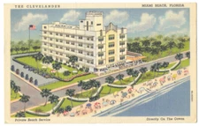 Art Deco HOTEL - MIAMI BEACH The Clevelander 1939 LINEN Postcard