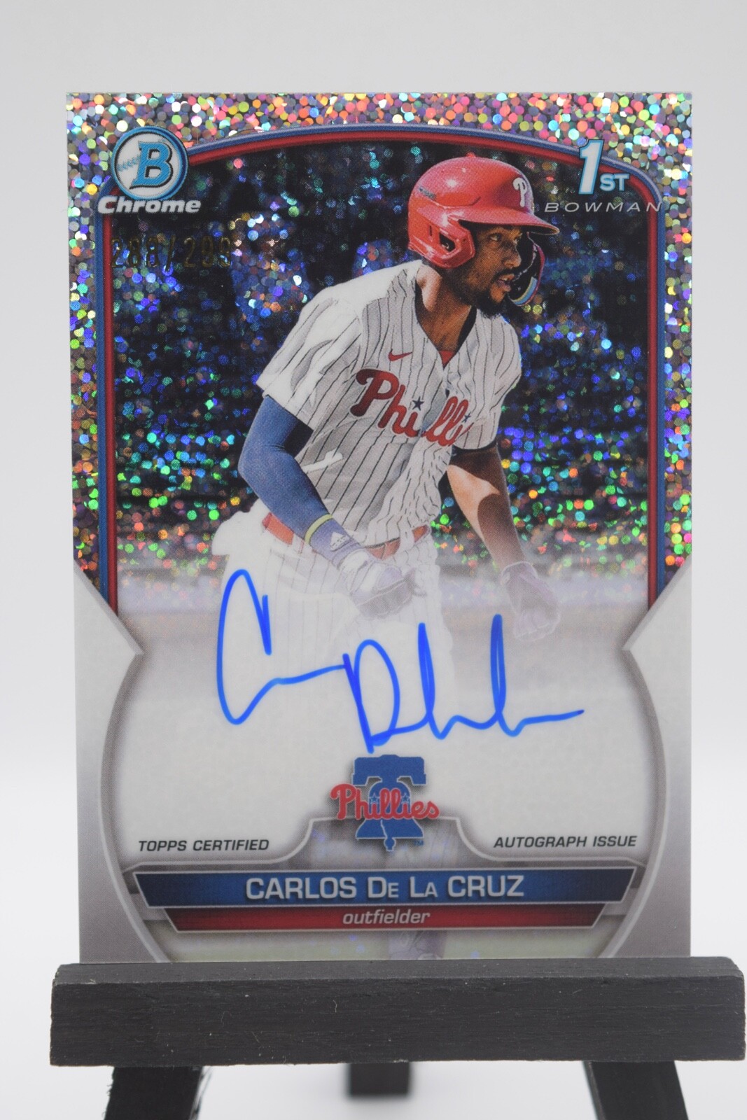 2023 Bowman Chrome 1st Speckle Refractor Auto Carlos De La Cruz /299 #CPA-CDC