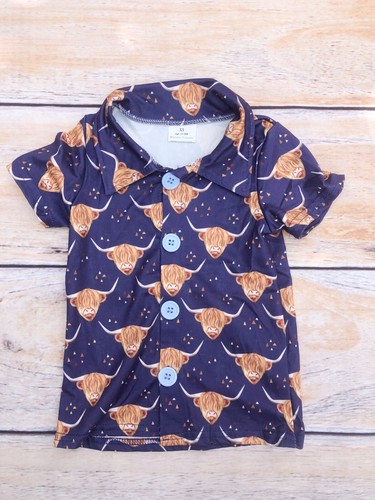 Western Baby Cowboys Toddler Summer Short Sleeve Button-Sown Shirt Top Tee - Picture 14 of 16