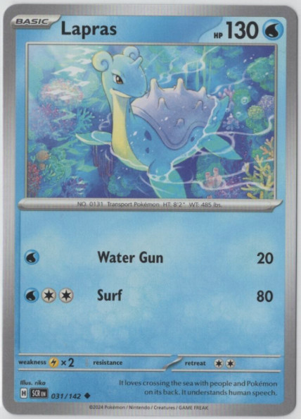 Pokemon  - Stellar Crown - 031/142 - Lapras  - NM/M