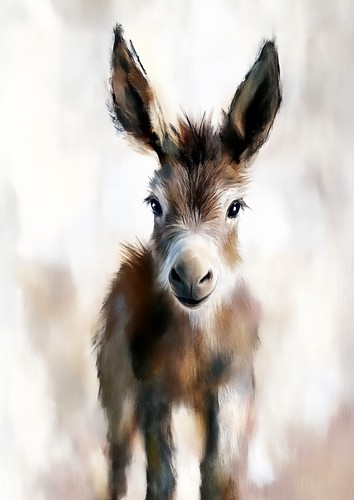 Adorable Donkey Foal 5"x7" Print on Matte Paper | Charming Farm Animal Painting - Picture 5 of 17