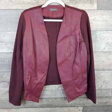 Mr Max Jennifer Faux Leather Blazer Jacket Small Wine Burgundy Casual Qvc Bn