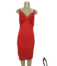 Rogers Size 34 Regular Women Red Negligee Slip Night Gown O6