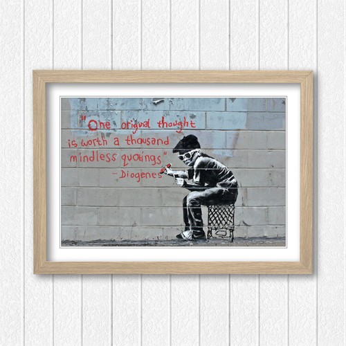 PÓSTER DE ARTE ENMARCADO PENSAMIENTO ORIGINAL BANKSY GRAFFITI IMAGEN IMPRESIÓN OBRAS DE ARTE 4 TAMAÑOS - Imagen 13 de 14