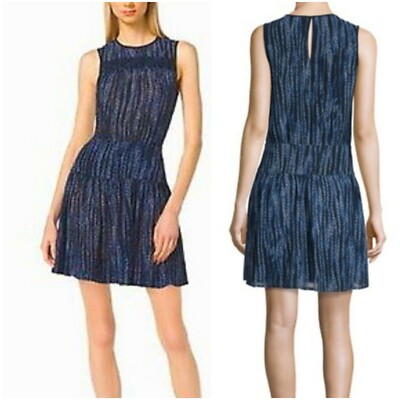 Michael Kors Burnell Smocked Georgette Dress Size UK