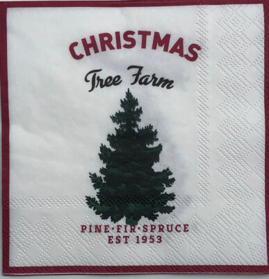 two Individual Beverage Christmas Tree Farm Paper napkins Decoupage Holiday
