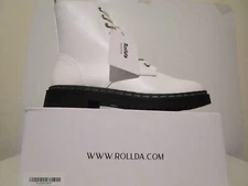 Rollda Collection Womens Combat Side Zip 6" Mid-Calf Ridding Boot White Size 8.5