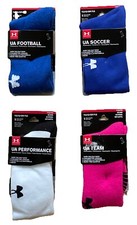 NWT UNDER ARMOUR "UA SOCCER /FOOTBALL, Performance" Over-The-Calf Socks; YLG 1-4