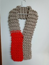 Chunky Cable Knit Scarf NEW GRAY/ORANGE