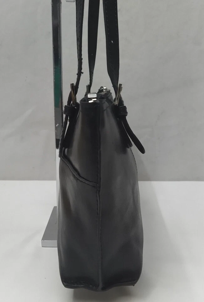 Hobo The Original Black Smooth Leather Double Handles Zipper Tote Shoulder Bag - Image 4 of 4