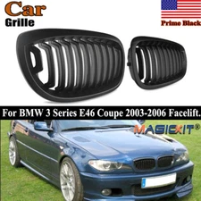 Matte Black Front Hood Kidney Grilles For 03-06 BMW E46 325Ci 330Ci Coupe LCI 2D