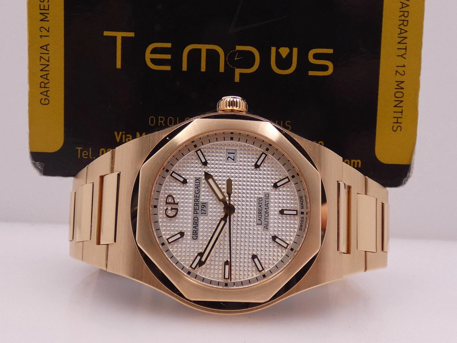 Girard Perregaux — GIRARD PERREGAUX LAUREATO 38MM AUTOMATIC 18Kt ROSE GOLD 2019 WITH PAPERS WATCH