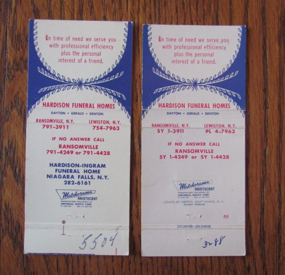 HARDISON FUNERAL HOME MATCHBOOK COVERS RANSOMVILLE & LEWISTON, NEW
