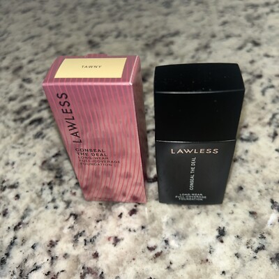 NIB New LAWLESS CONSEAL DEAL Long Wear FULL COVERAGE Foundation Liquid TAWNY