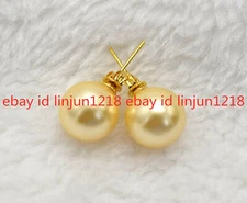 Beautiful 10mm Multicolor Sea South Shell Pearl 14K Gold Plating Stud Earring