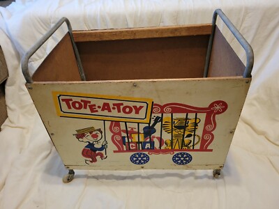 1950s TOTE-A-TOY Toy Box Circus Vintage On Wheels Pick up in Steger IL