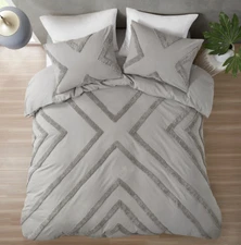 Urban Habitat Full/Queen Jasper Cotton Chenille Duvet Cover Set Gray