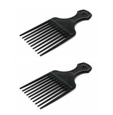 NEW, 2 Pk (TWO) Professional Quality Black Afro Curly Hair Pick Mini Comb Salon