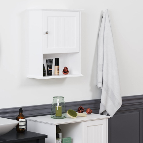 Bathroom Cabinet Wall Mounted with Single Door, Wood Hanging Cabinet with Adj... - Picture 2 of 6
