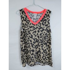BiBi Made in USA Multicolor Animal Print V-Neck Knit Tank Top Women Size S