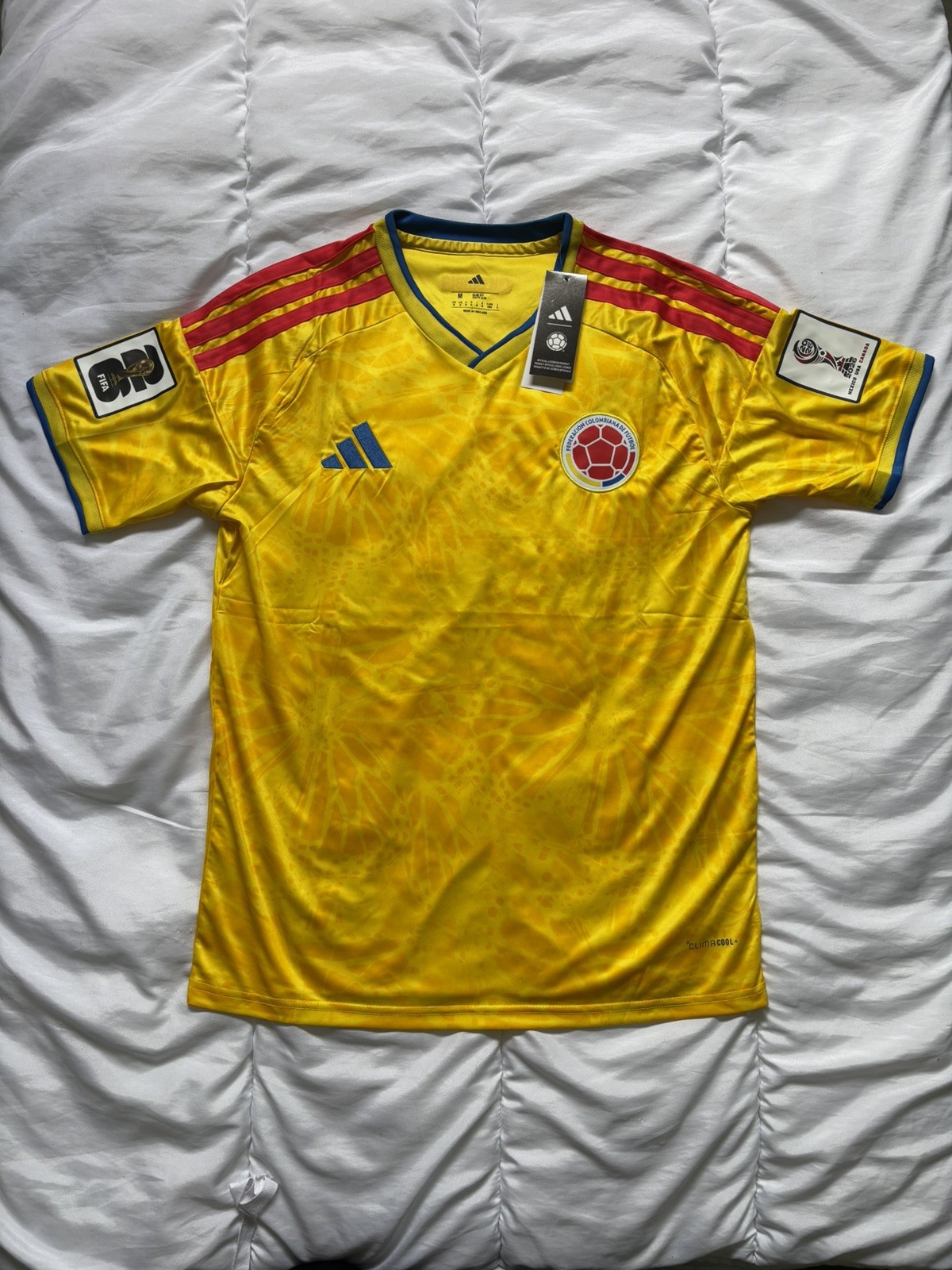 Maillot de Foot Colombie Domicile 2026 Vêtement Sport Homme Polyester Jaune Coupe Droite