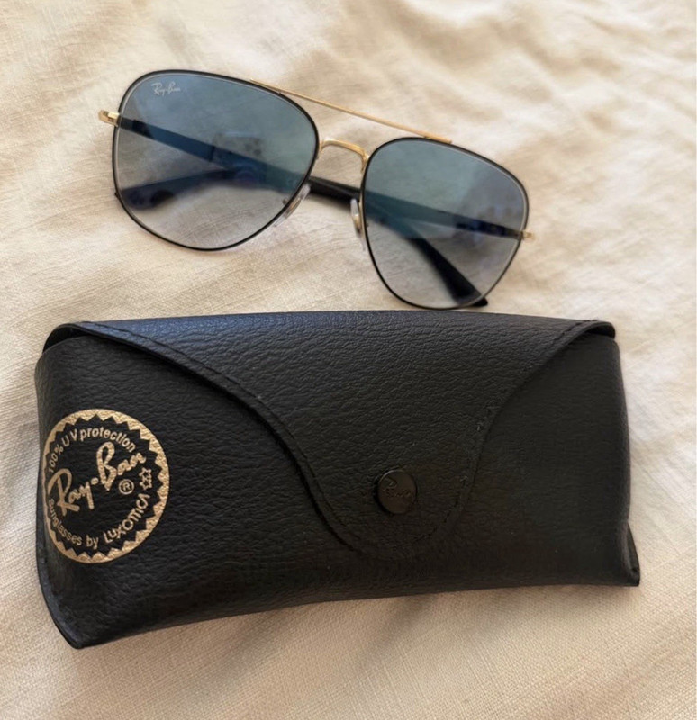 Ray-Ban Aviator unisexSunglasses Gold Metal Frame blue Gradient Glass Lens Case