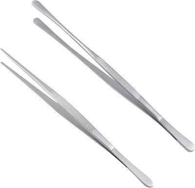 Kochpinzette Edelstahl & Küchenpinzette - 2er Set (30,5 cm) Präzisions-Grillpinz