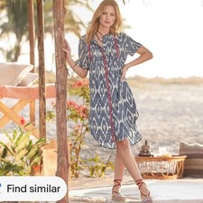 Sundance Catalog Blue White “Isabel Ikat Dress” Size S $158 Boho Festival