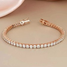 14K Rose Gold Plated In 6Ct Round Cut Simulated Diamond Women's Tennis Bracelet