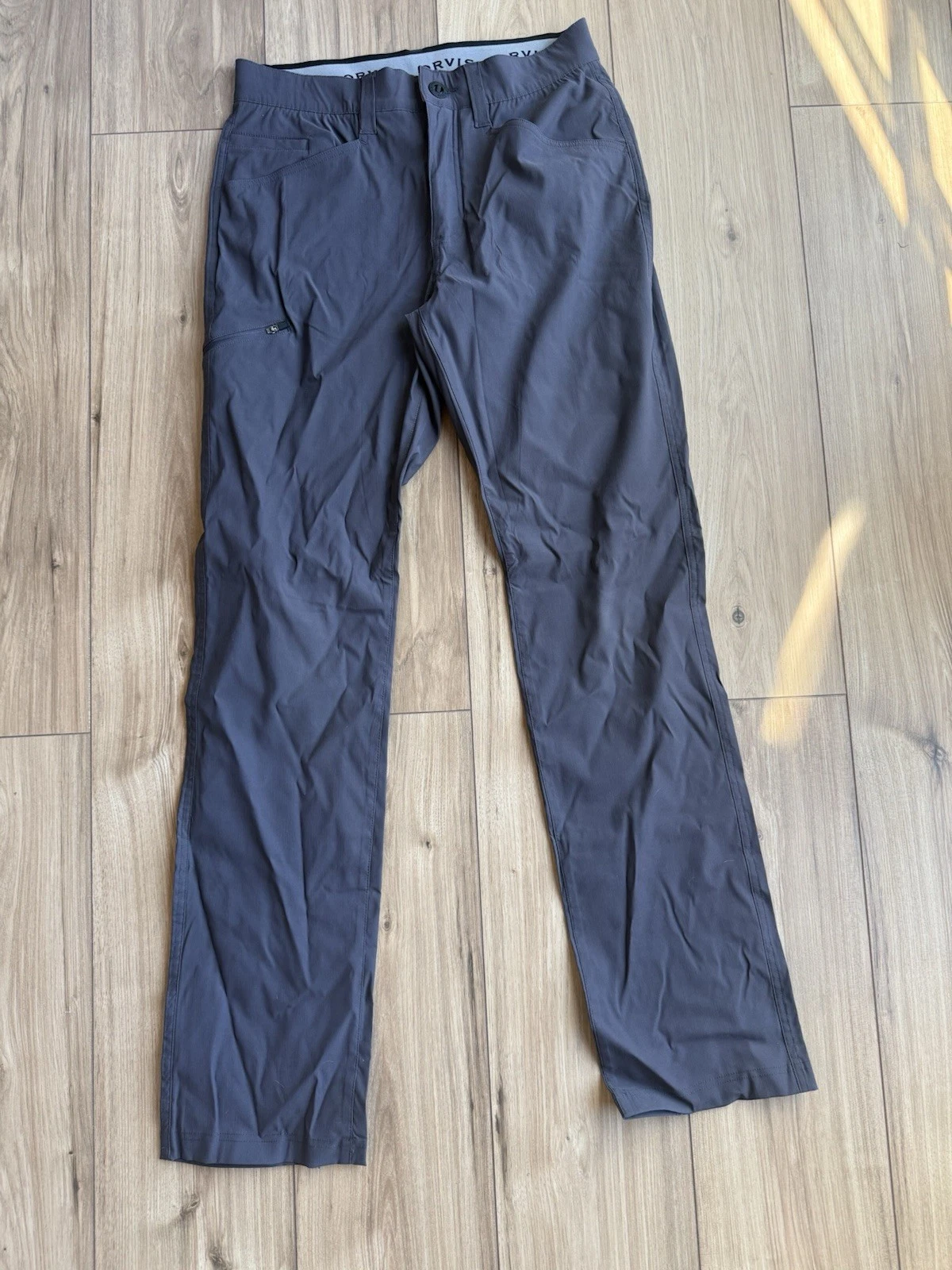 Orvis Trek Hiking Pants Mens 32X34 Blue Stretch Nylon Water Resistant Outdoors