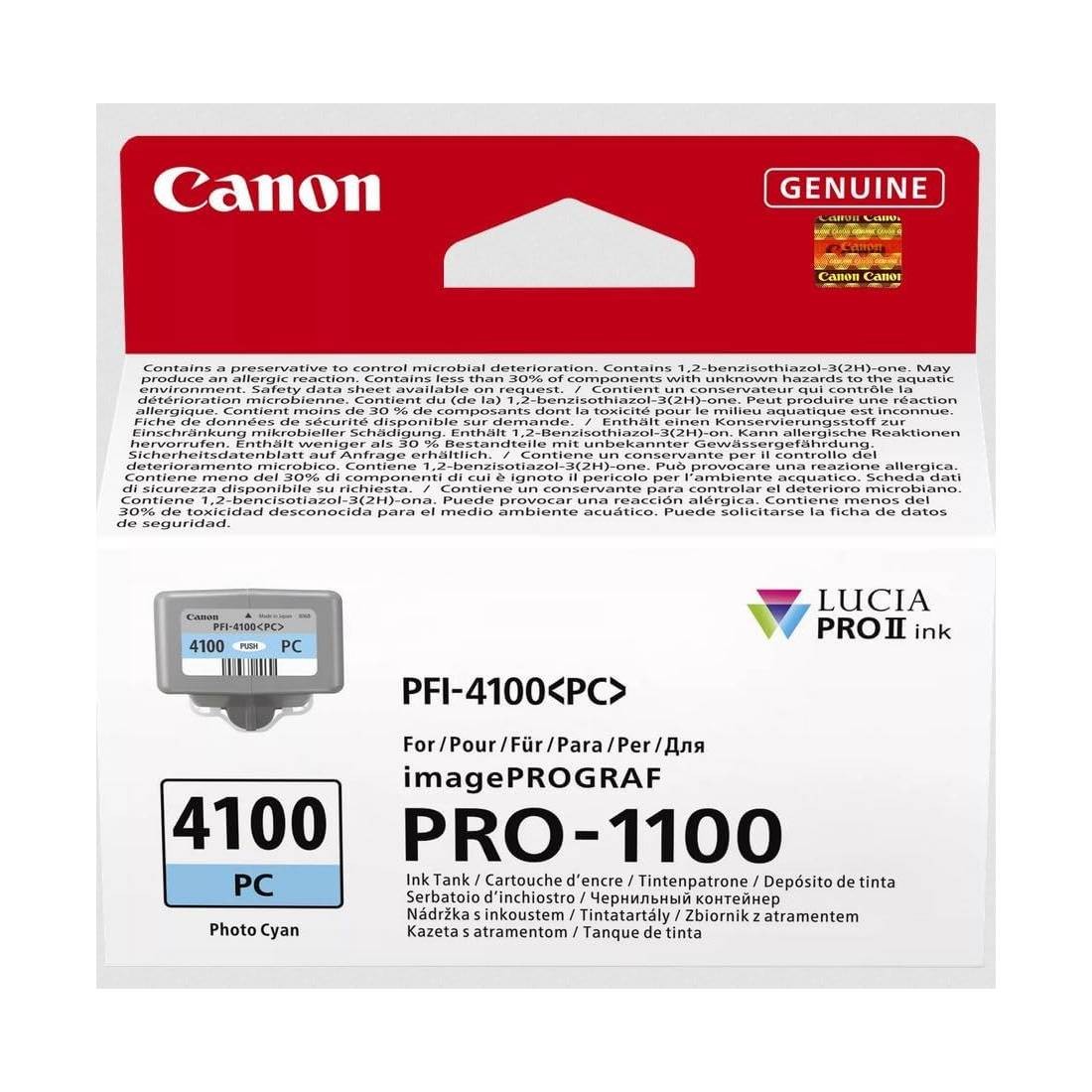Canon Lucia Pro Ii Pfi-4100 Photo Cyan Ink Cartridge For Pro-1100
