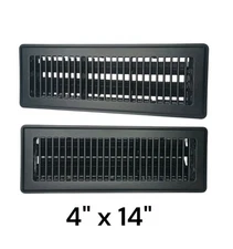 2-Pack Heavy Duty Steel 4"x14" Floor Register Vents, Walkable Black Vent Covers
