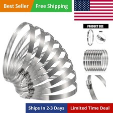 8 Pieces 6 Inch Adjustable 304 Stainless Steel Duct Clamps Worm Gear Hose Cla...