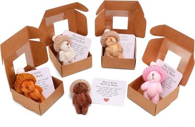 5pcs Handmade Mini Plush Teddy Bear in a Box My Little Worry Bears with Emotiona