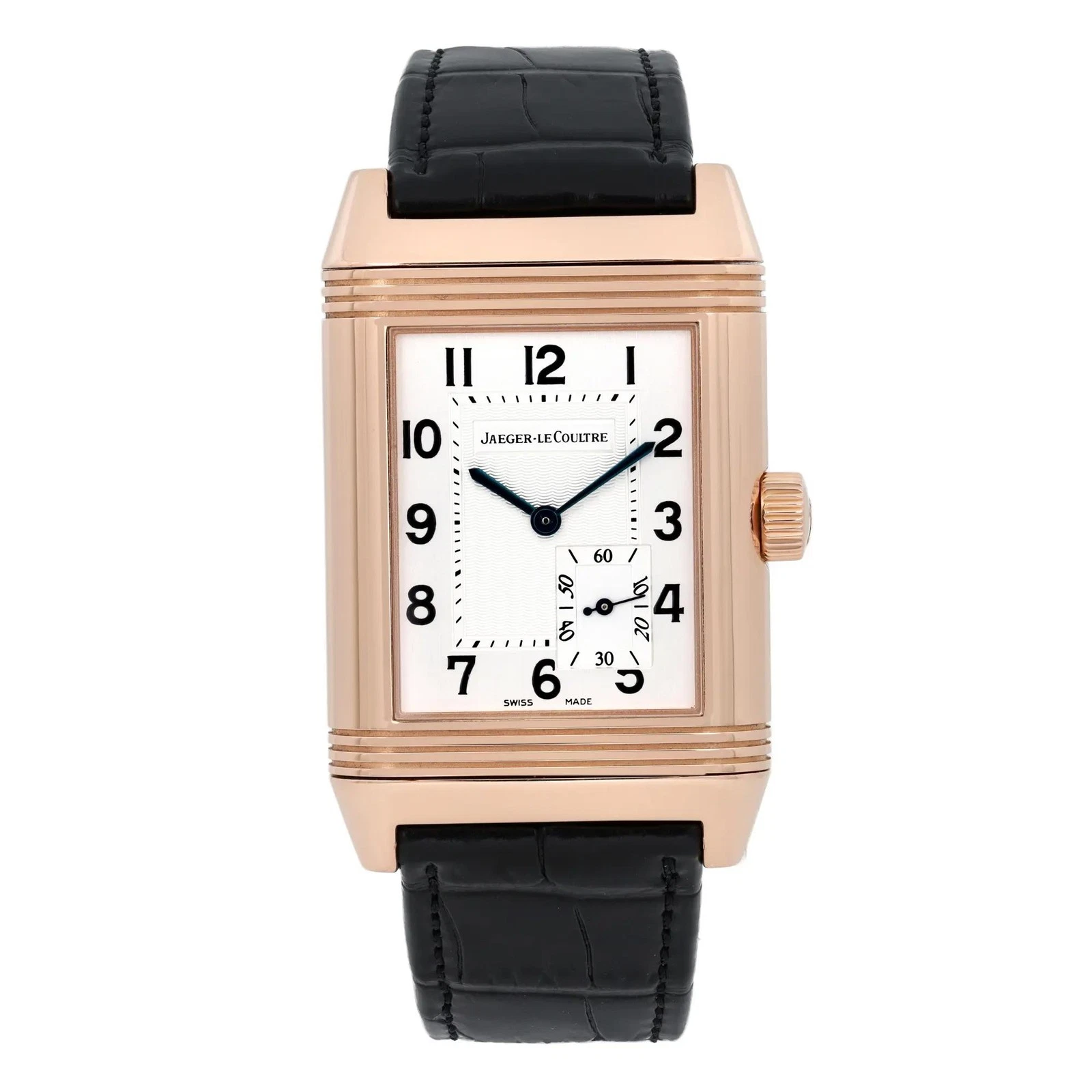 Jaeger LeCoultre — Jaeger LeCoultre Reverso 18K Rose Gold Silver Dial Hand Wind Watch 240.214