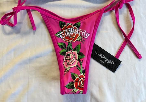 NWT Ed Hardy Tiger & Roses 2 Pc pink Bikini Set swim bathing suit Women's M - Picture 4 of 5