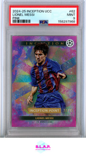 LIONEL MESSI PINK 38/75 TOPPS INCEPTION UEFA CLUB COMP 2024 2025 #62 PSA 9