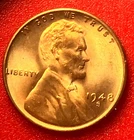 1948-S Lincoln Wheat Cent Penny GEM RED BU From an Original Bank Roll