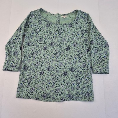 FAT FACE Top 8 grün Damen geblümt 100% Baumwolle Freizeit Bluse 3/4 Arm